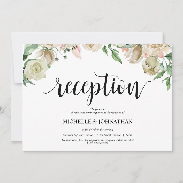 Neutral Spring Wedding Reception Invitation Card (Front)