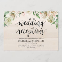 Neutral Spring Wedding Reception Invitation Card