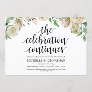 Neutral Spring Wedding Reception Invitation Card