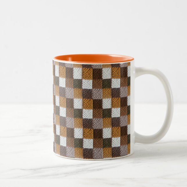 Neutral Squares Blanket 11 oz Two-Tone Mug (Right)