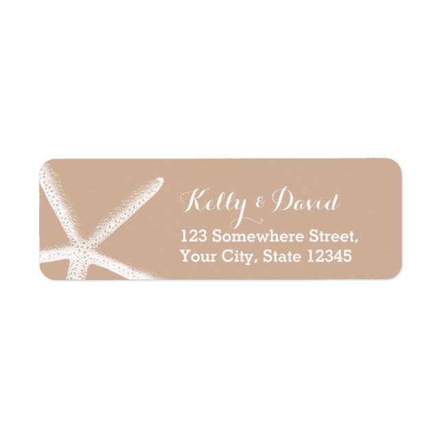 Neutral Starfish Beach Wedding Adresse de retour (Devant)