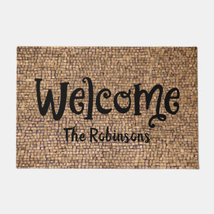 Neutral Stones Name Welcome Door Mat : Large