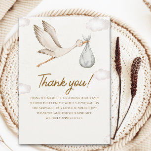 Neutral Stork Baby Shower – Gender Neutral Design Thank You Card