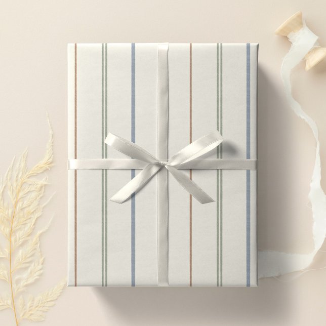 Neutral Stripe Pattern Boho Earthy Minimal Modern Wrapping Paper (Creator Uploaded)