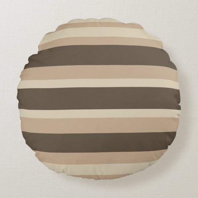 Neutral striped  round pillow (Front)
