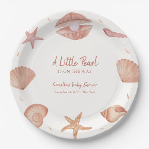 Neutral Summer Ocean Seashell Pearl Baby Shower  Paper Plate