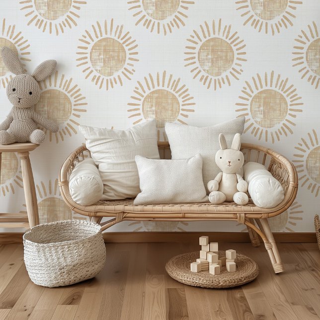 Neutral Sun Blockprint Peel & Stick Wallpaper (Creator Uploaded)