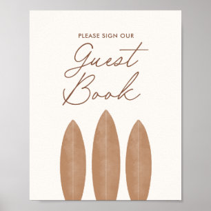 Neutral Surfboard Baby Shower Favours Guest Book