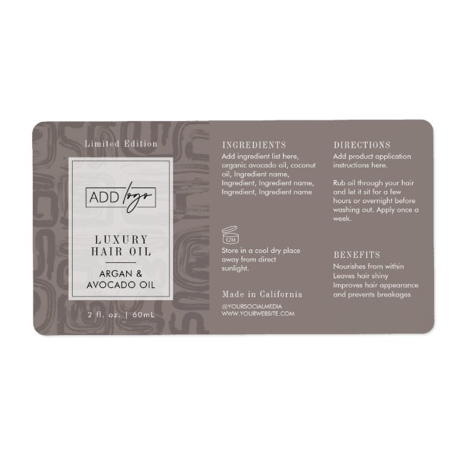 Neutral Tan Bohemian Logo 2OZ Dropper Bottle (Front)