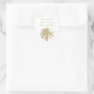 Neutral tan colour palette elegant beach wedding square sticker