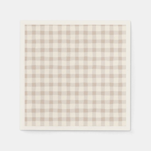 Neutral Tan Gingham  Napkin (Front)