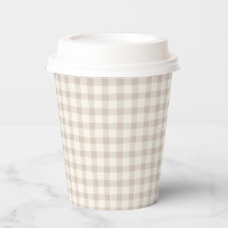 Neutral Tan Gingham Paper Cups