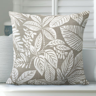 Neutral Tan Tropical Throw Pillow