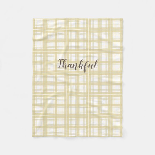 neutral tartan fall  pattern  fleece blanket (Front)