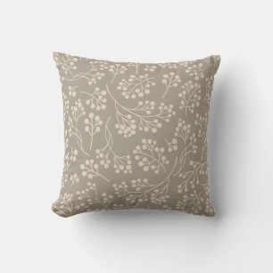 Neutral Taupe Brown Cream Rustic Botanical  Throw Pillow