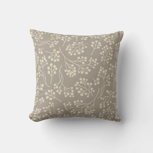 Neutral Taupe Brown Cream Rustic Botanical  Throw Pillow (Front)