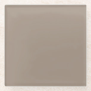 Neutral Taupe Brown Solid Colour Pairs SW 9084 Glass Coaster