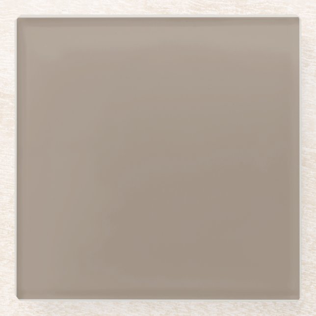 Neutral Taupe Brown Solid Colour Pairs SW 9084 Glass Coaster (Front)
