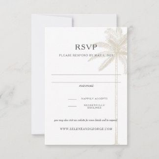Neutral Taupe Vintage Palm Tree Response Card