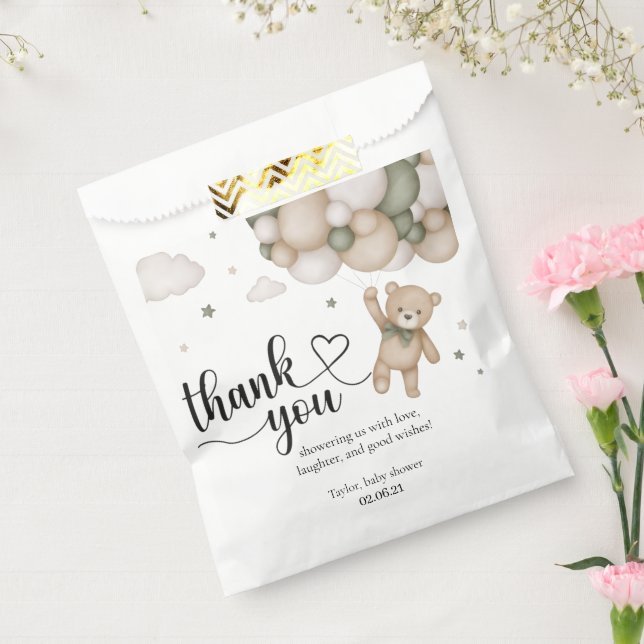 Neutral Teddy Bear Baby Shower Favor Bag (Sealed)
