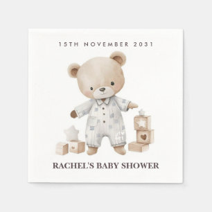 Neutral Teddy Bear Baby Shower Napkins 