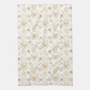 Neutral Teddy Bear Circle Pattern Beige Baby (1) Kitchen Towel