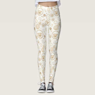 Neutral Teddy Bear Circle Pattern Beige Baby (1) Leggings