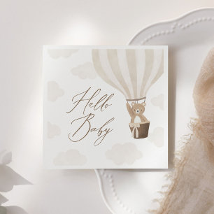 Neutral Teddy Bear Hot Air Balloon Baby Shower Napkin