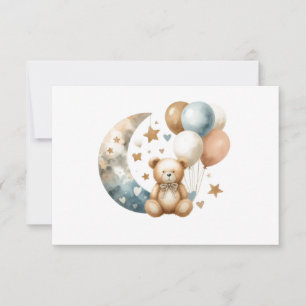 Neutral Teddy Gender Reveal Card
