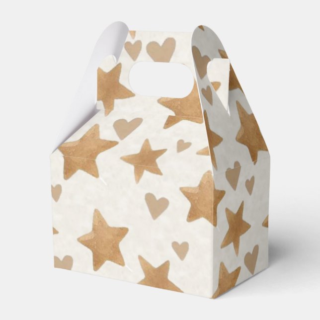 Neutral Teddy Gender Reveal Favor Box (Front Side)