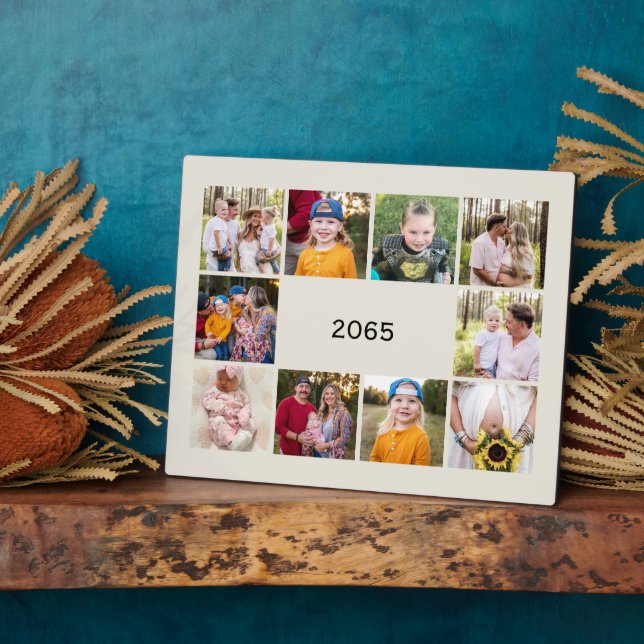 Neutral Ten Photo Collage Year in Review Plaque (Side)