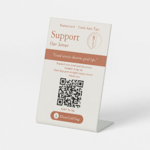 Neutral Teracotta Cash App Tips QR Code Sign