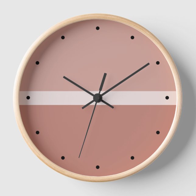 Neutral Terracotta Colorblock with Black Accents Clock (Front)