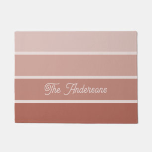 Neutral Terracotta Ombre Stripes with Script Doormat
