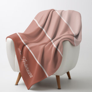 Neutral Terracotta   Ombre Stripes with Script Fleece Blanket