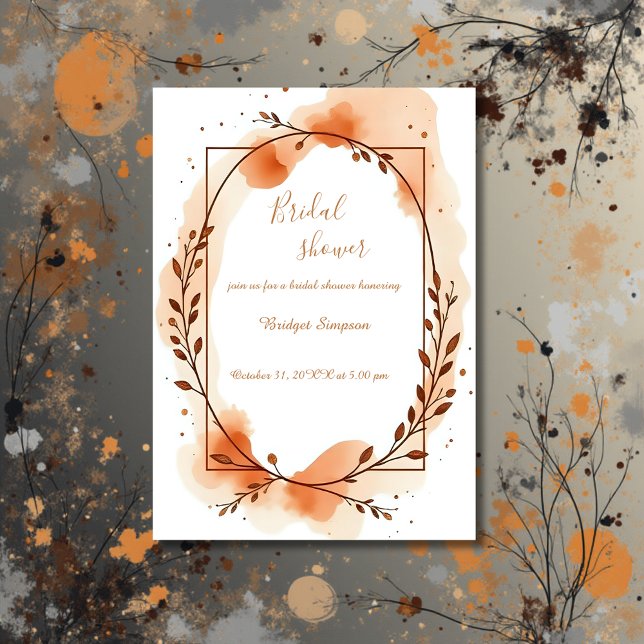 Neutral terracotta Rustic Floral  Bridal Shower Invitation (Creator Uploaded)