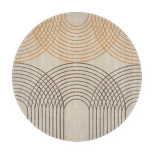 Neutral Textured Lines Decorative Glass Cutting Board