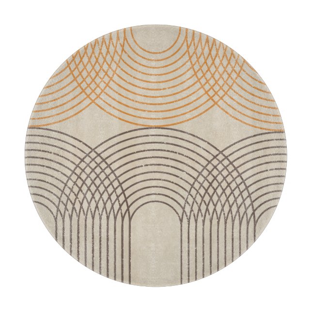 Neutral Textured Lines Decorative Glass Cutting Cutting Board (Front)