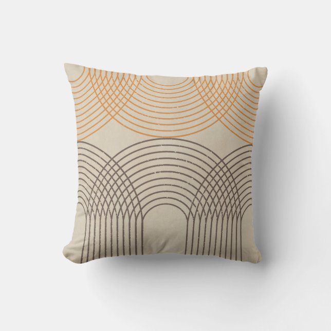 Neutral Textured Lines Throw Pillow (Front)