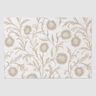 Neutral Thistle Floral Flower Pattern Tissue Paper