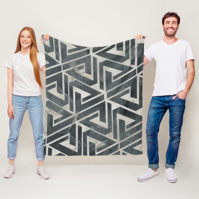 Neutral Tile Collection - Geometric Fleece Blanket (In Situ)