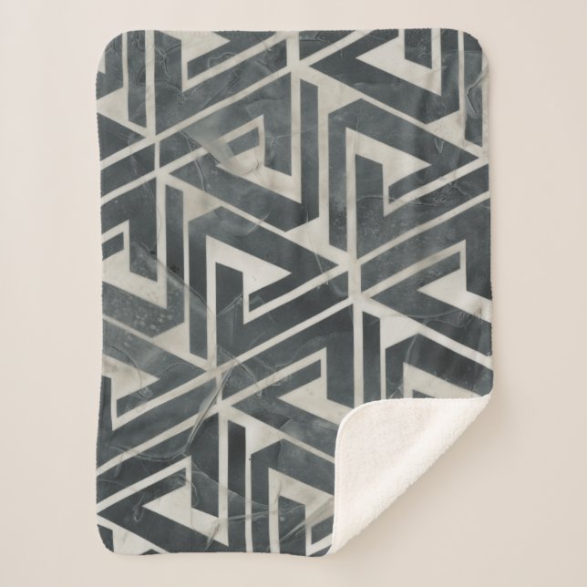 Neutral Tile Collection - Geometric Sherpa Blanket (Front)