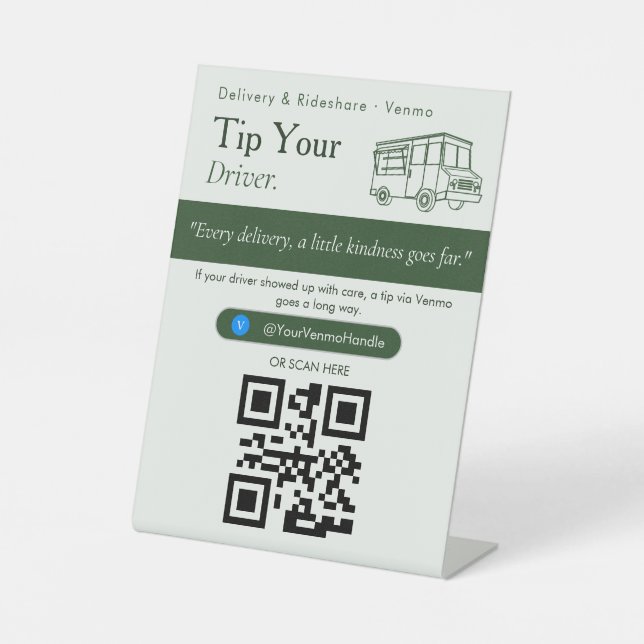 Neutral Tip Your Barista QR Code Sign | Venmo Tips (Front)