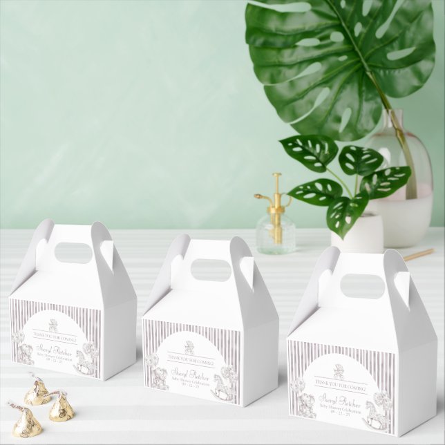 Neutral Toile Baby Shower  Favor Box (Multiple)