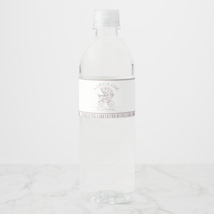 Neutral Toile De Jouy Baby Shower Water Bottle Label