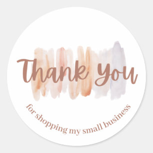 Neutral Tone Boho Thank You Small Business Classic Round Sticker