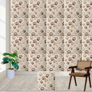 Neutral Tone Paw Print Tile