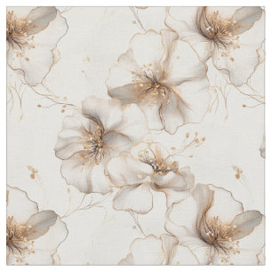 Neutral Toned Flowers Fabric