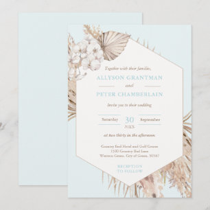 Neutral Tones Bohemian Desert Pampas Grass Wedding Invitation