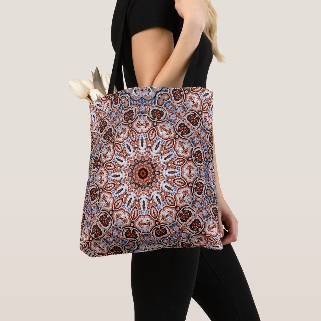 Neutral Tones Mandala Motif Tote Bag (Close Up)